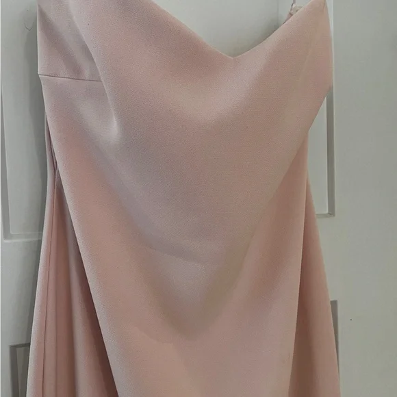 Neiman Marcus Badgley Mischka Blush Pink Strapless Gown w Organza Sheer Overlay - Picture 5 of 9